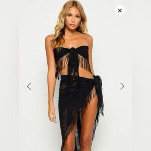 Beach Bunny Black Fringe Swim Coverup